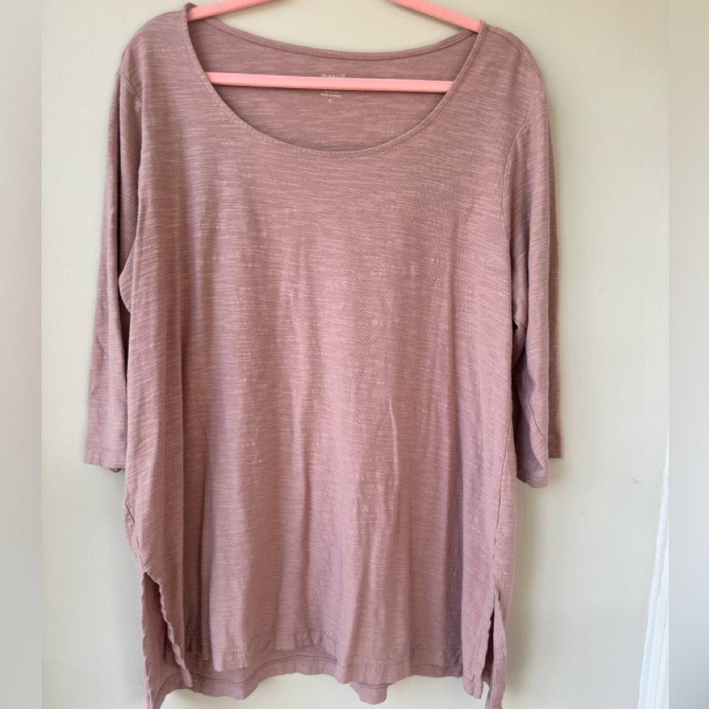 JJill Pure Jill 3/4 sleeve High Low Tunic Mauve Pink Top XL